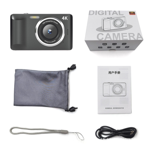 64 million pixels-4K HD video recording 2.8-inch large screen student digital camera CCD camera CCD camera-128G memory card for camera + camera gray
