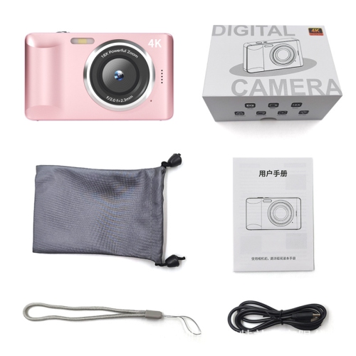 64 million pixels-4K HD video recording 2.8-inch large screen student digital camera CCD camera CCD camera-128G memory card for camera + camera pink