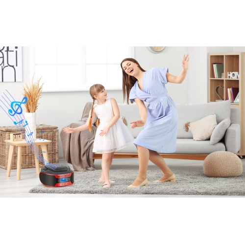 CD Player Portable Boombox Home CD Music Player FM Bluetooth Player Bread Maker RCA Interface Display - Black