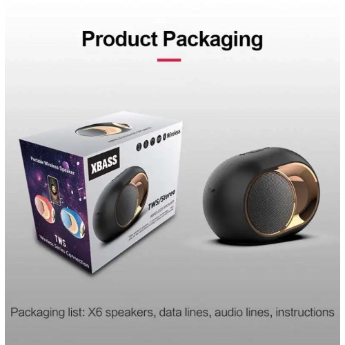 New X6 Smart Outdoor Portable Wireless Speaker Subwoofer Supports Memory Card Outdoor Home TWS Wireless Subwoofer Card Mini Bluetooth Speaker - White