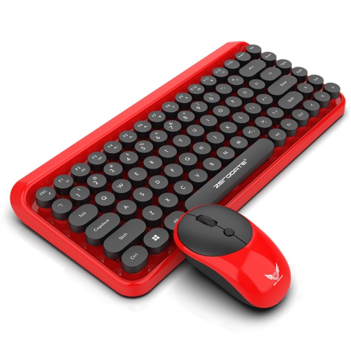 2.4G wireless keyboard and mouse punk retro DOT dot keyboard office notebook wireless keyboard and mouse set - red