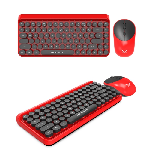 2.4G wireless keyboard and mouse punk retro DOT dot keyboard office notebook wireless keyboard and mouse set - red