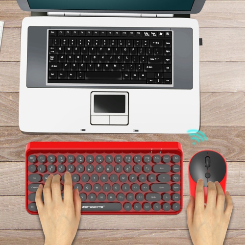 2.4G wireless keyboard and mouse punk retro DOT dot keyboard office notebook wireless keyboard and mouse set - red