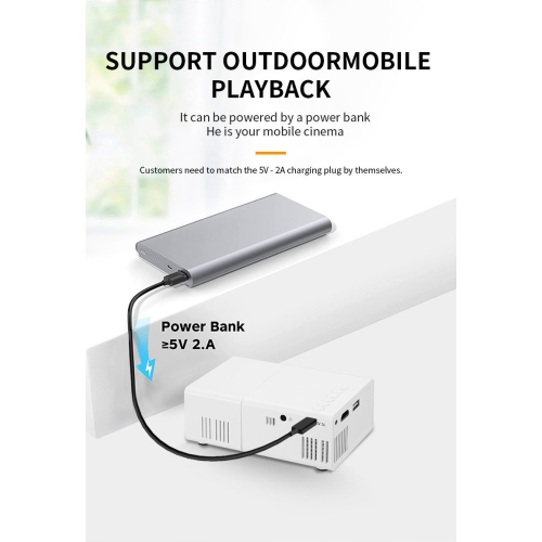 Nouveau Mini projecteur Home HD 1080PLED Portable Projecteur Téléphone portable Même écran - Noir