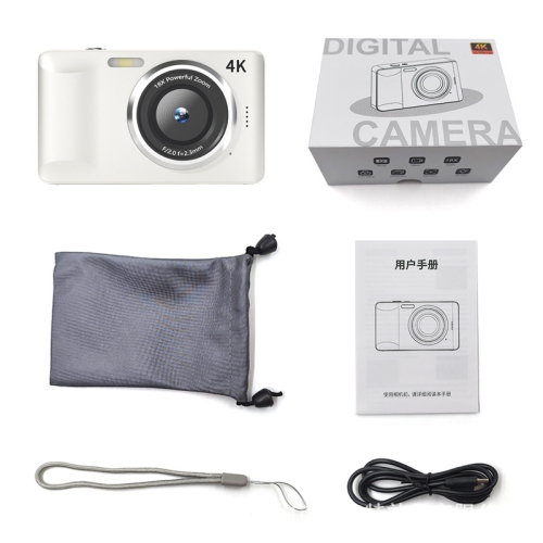 64 million pixels-4K HD video recording 2.8-inch large screen student digital camera CCD camera CCD camera-128G memory card for camera + camera white