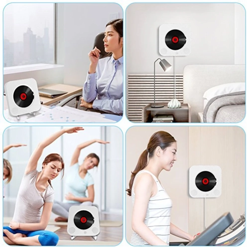 Home mini CD player with timer portable student repeater wall-mounted wireless remote control CD player remote control alarm clock circuit - Frosted