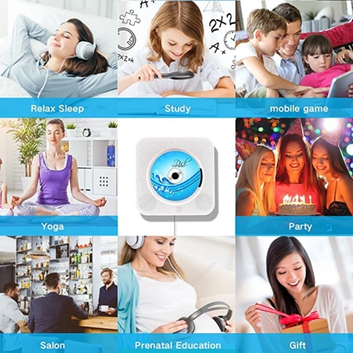 Home mini CD player with timer portable student repeater wall-mounted wireless remote control CD player remote control alarm clock circuit - Frosted