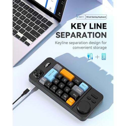 19-key macro-defined joystick dual-wheel RGB hot-swappable macro-defined wired mechanical gaming keyboard computer accessories - yellow