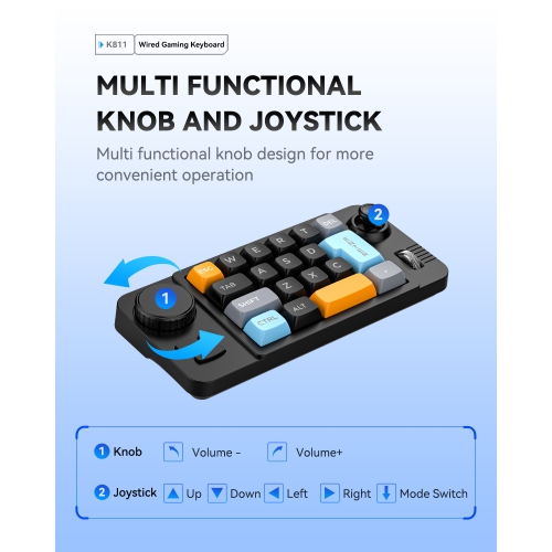 19-key macro-defined joystick dual-wheel RGB hot-swappable macro-defined wired mechanical gaming keyboard computer accessories - yellow