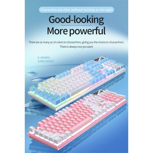 Clavier de jeu avec fil Couleur mixte toucher mécanique lumineux Accessoires d'ordinateur de bureau rétroéclairage RVB à 104 touches, noir-lumière