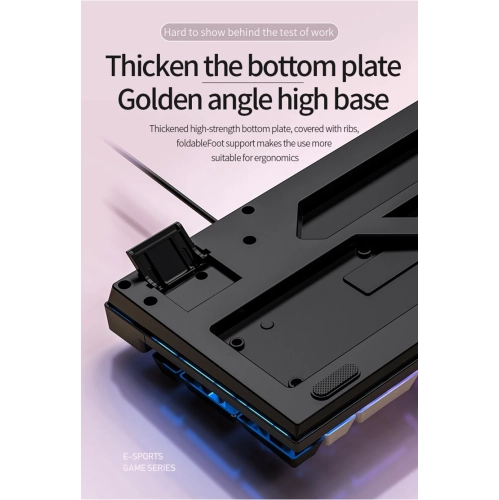 Clavier de jeu avec fil Couleur mixte toucher mécanique lumineux Accessoires d'ordinateur de bureau rétroéclairage RVB à 104 touches, noir-lumière