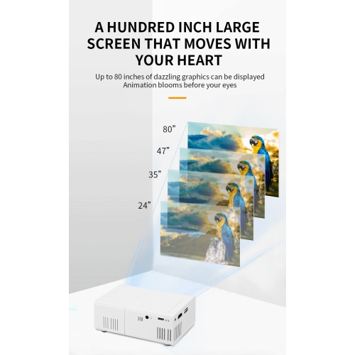 Nouveau Mini projecteur Home HD 1080PLED Portable Projecteur Téléphone portable Même écran - Blanc