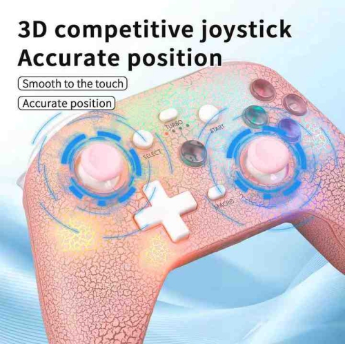 Switch Wireless Controller RGB Glare Bluetooth Game Controller Android/ISO Computer/PS3/PS4-Game Console Controller-Black