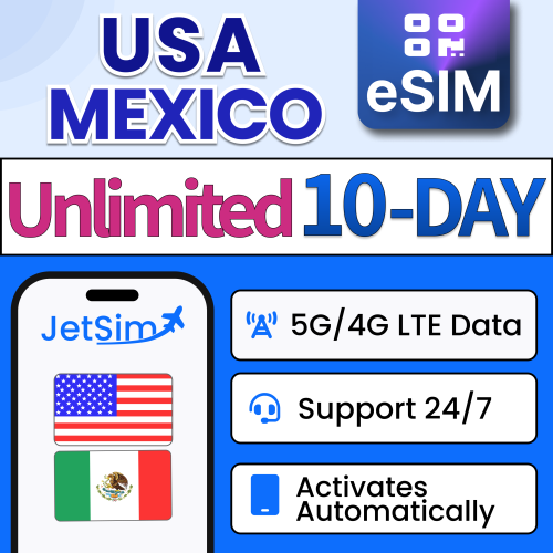 Code QR SIM de Jetsim USA et Mexique, données haute vitesse illimitées, aucune activation requise