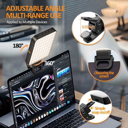 Lampe rechargeable pour appareil photo, lampes pour vidéoconférence avec réglage de luminosité, lampes à égoportrait portatives pour