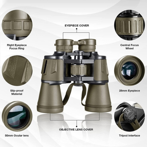 20 x 50 Binoculars for Adults, Fog Proof and Water Resistant, Binoculars with Phone Adapter for Hunting, Bird Watching and Camping