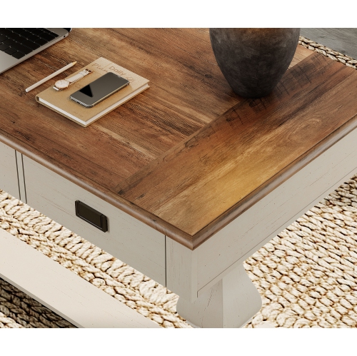 WAMAPT 59 inch Executive Desk with 3 Drawers, Farmhouse Large Office Computer Desk with Charging Station, Wooden Study Writing Table for Home Office,