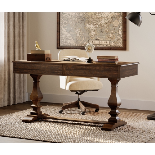 WAMAPT 59 inch Executive Desk with 3 Drawers, Farmhouse Modern Large Office Computer Desk with Charging Station, Wooden Study Writing Table for Home