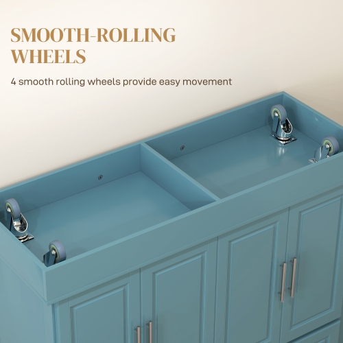 Îlot de cuisine de HOMCOM avec rangement, chariot de cuisine sur roulettes avec dessus en acier inoxydable, 2 tiroirs, 2 armoires, support à épices,