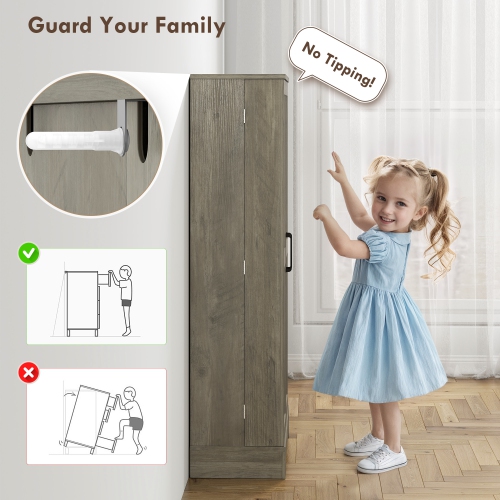 HOMCOM 50" Kitchen Pantry Cabinet, Farmhouse Freestanding Buffet Storage Cabinet with Doors, Adjustable Shelves and 12 Door Shelves, Distressed Grey