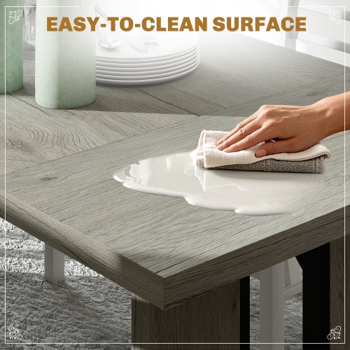 HOMCOM 71" Large Dining Table for 8 People, Industrial Rectangular Kitchen Table with Thick Tabletop for Dining Room, Grey Wood Finish