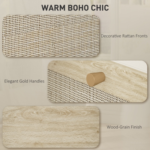 HOMCOM – Classeur à 4 tiroirs avec verrou, classeur vertical Boho pour dossiers de format lettre A4, meuble pour imprimante avec garnitures