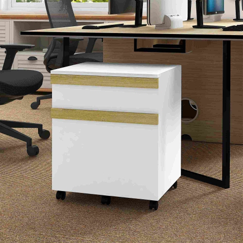 Vinsetto Vertical Filing Cabinet with 2 Drawers, File Cabinet with Hanging Bar for Letter, A4 and Legal Sized Files, Printer Stand with 5 Wheels for