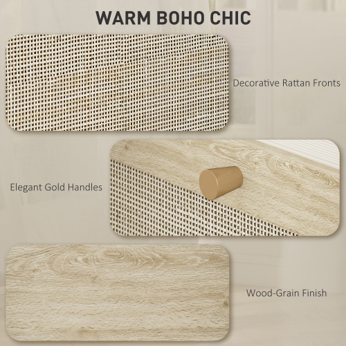 HOMCOM – Classeur à 2 tiroirs avec verrou, classeur vertical Boho pour dossiers de format lettre A4, meuble pour imprimante avec garnitures