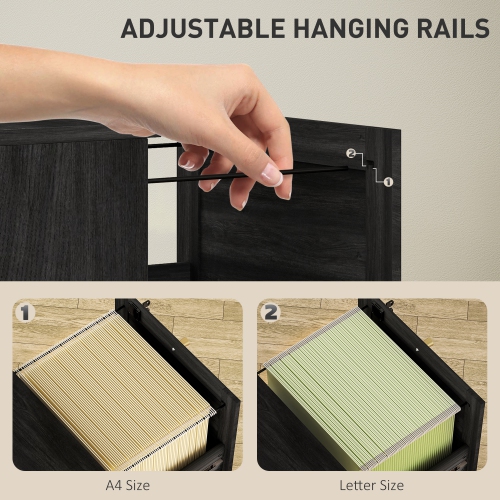 HOMCOM – Classeur à 2 tiroirs avec verrou, classeur vertical Boho pour dossiers de format lettre A4, meuble pour imprimante avec garnitures