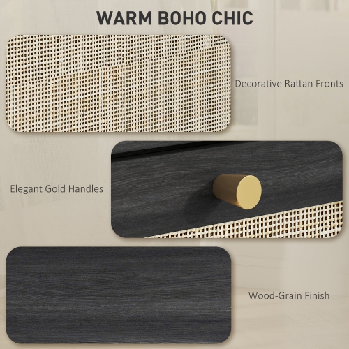 HOMCOM – Classeur à 2 tiroirs avec verrou, classeur vertical Boho pour dossiers de format lettre A4, meuble pour imprimante avec garnitures