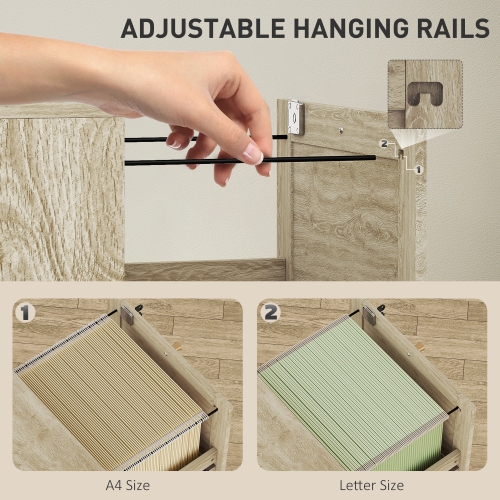 HOMCOM – Classeur à 3 tiroirs avec verrou, classeur vertical Boho pour dossiers de format lettre A4, meuble pour imprimante avec garnitures