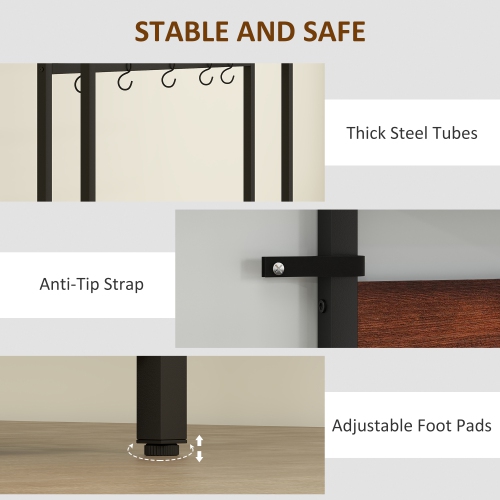 Portemanteau 5-en-1 de HOMCOM avec banc, portemanteau, banc d'entrée industriel avec armoire à chaussures, 10 crochets, porte-manteau pour couloir,