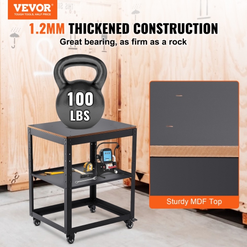 VEVOR 100 lbs/45 kg Heavy loads Planer Stand, 3-Gear Thickness Planer Table, with 4 Stable Casters & Storage Space, for most planers, saws, bench-top