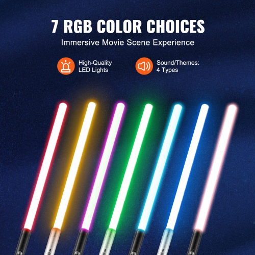 VEVOR 2-Pack Light Sword, Light up Sword with 7RGB Colors, 4 Sound Modes and Realistic Handle, Rechargeable Sword Toy for Adults & Kids, Christmas