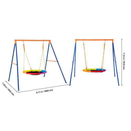 VEVOR 440lbs Load Capacity Swing Sets for Backyard, 40" Saucer Swing Seat with Heavy Duty A-Frame Metal Stand and Adjustable Rope, Easy to Assemble,