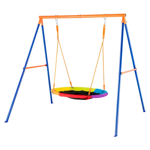 VEVOR 440lbs Load Capacity Swing Sets for Backyard, 40" Saucer Swing Seat with Heavy Duty A-Frame Metal Stand and Adjustable Rope, Easy to Assemble,