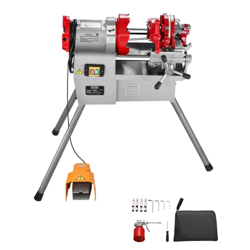 VEVOR 750W Electric Pipe Threader Machine, 28RPM Threading Cutting Machine, 1/2-2 inch Pipes Threading Cutter Tool with Foot Pedal for Plumbing,