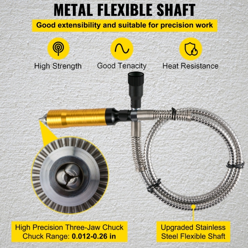 VEVOR 780W Flex Shaft Grinder, Rotary Tool, 500-23000RPM with 1/4" 3-Jaw Chuck & Stepless Speed Pedal, Hanging Grinding Machine, 131PCS Accessories