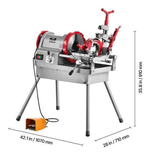 VEVOR 900W Electric Pipe Threader Machine, 2-Speed Threading Cutting Machine, 1/2-4 inch Pipes Threading Cutter Tool with Foot Pedal for Plumbing,