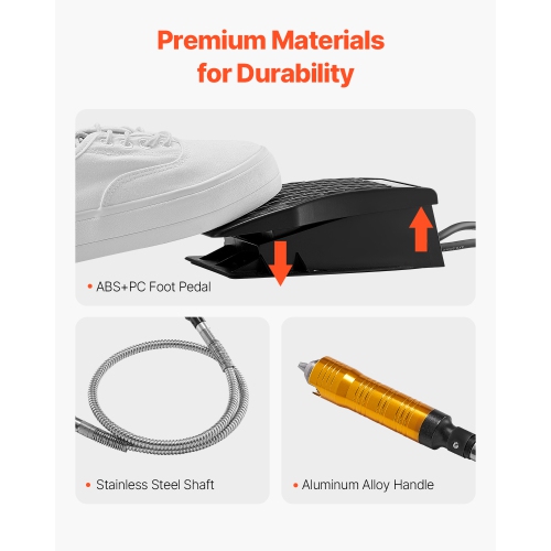 VEVOR 1000W Flex Shaft Grinder, 30,000 RPM Electric Flex Shaft Rotary Tool Carver, Multi-functional Machine with 31PCS Accessories & Foot Pedal for