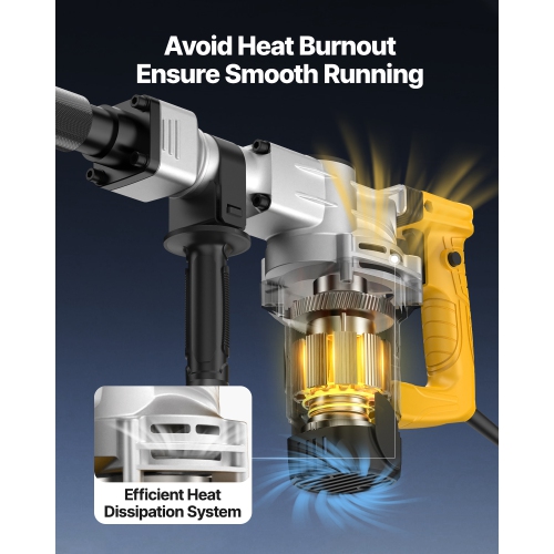 VEVOR 1400W Demolition Jack Hammer, Electric Heavy Duty, 2900BPM Jack Hammer Concrete Breaker, with 1 Point Chisel, 1 Flat Chisel, Storage Case,