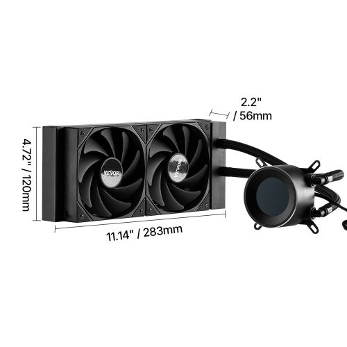 VEVOR 1.8" Display CPU Liquid Cooler, AIO CPU Water Cooler-120mm PWN Fans, Pump, Max. 2200RPM CPU Cooling Fan, Black PC Cooler for Intel
