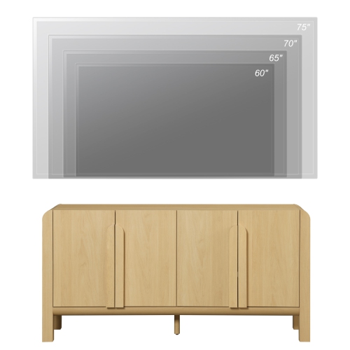 WAMPAT Modern TV Stand for TVs Up to 75 inches,63" W Farmhouse Entertainment Center with Adjustable Shelf and 4 Doors,Media Console Table TV Cabinet