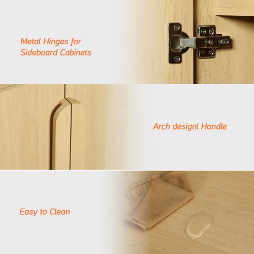 WAMPAT Modern TV Stand for TVs Up to 75 inches,63" W Farmhouse Entertainment Center with Adjustable Shelf and 4 Doors,Media Console Table TV Cabinet