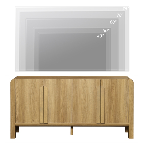 WAMPAT Modern TV Stand for TVs Up to 75 inches,63" W Farmhouse Entertainment Center with Adjustable Shelf and 4 Doors,Media Console Table TV Cabinet