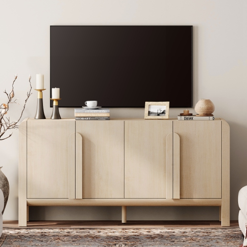 WAMPAT Modern TV Stand for TVs Up to 75 inches,63" W Farmhouse Entertainment Center with Adjustable Shelf and 4 Doors,Media Console Table TV Cabinet