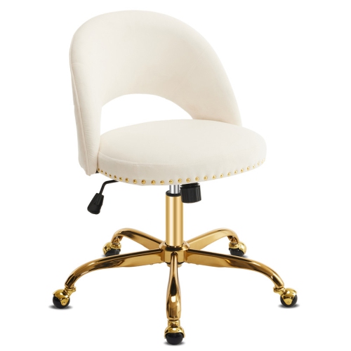 White Task Chair Office Desk Chair Make Up Chair With Wheels