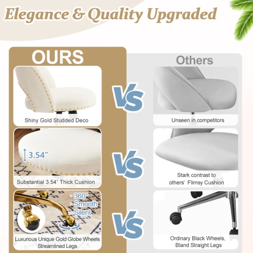 White Task Chair Office Desk Chair Make Up Chair With Wheels