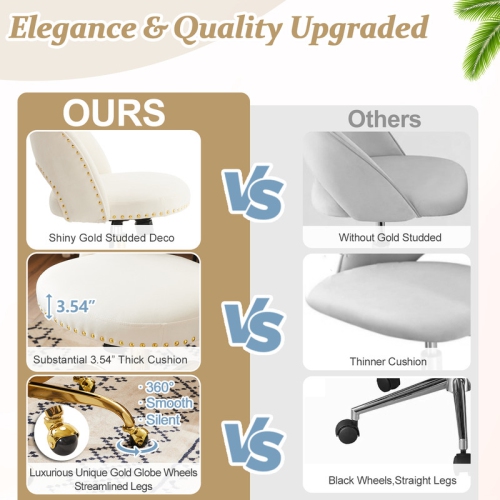 White Task Chair Office Desk Chair Make Up Chair With Wheels