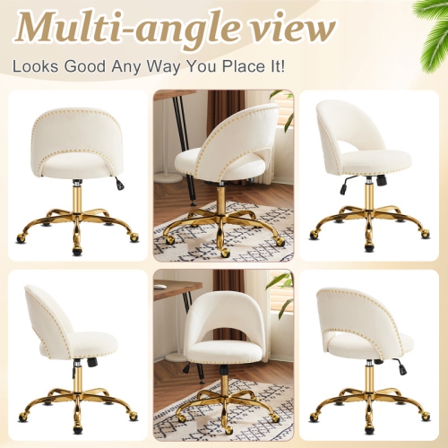White Task Chair Office Desk Chair Make Up Chair With Wheels